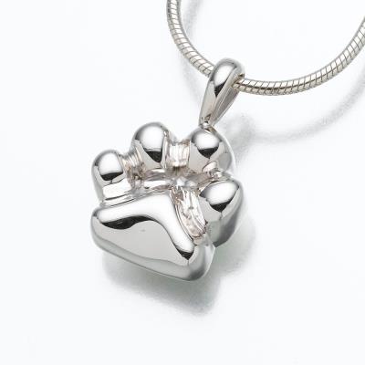 sterling silver paw cremation pendant necklace